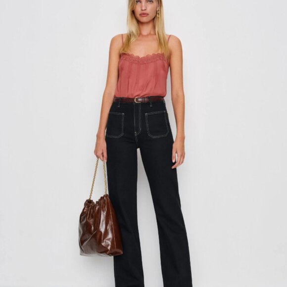 BRAND NEW Alyssa High Rise Wide Leg Long Jeans - 26 / Black - Picture 1 of 10